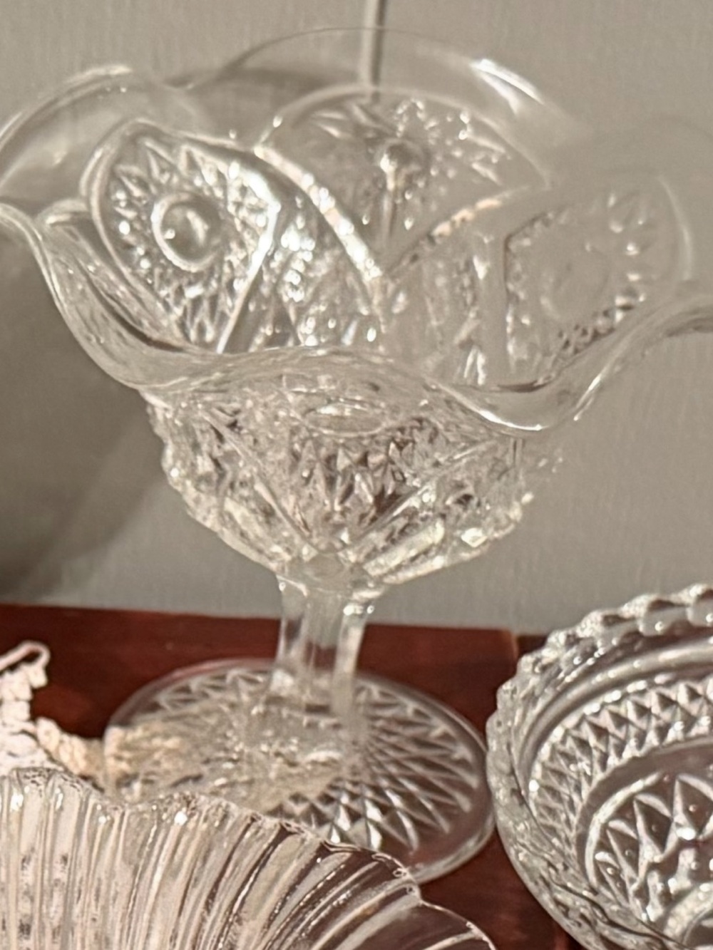 Anchor Hocking Clear Pressed Glass Compote / Candy Dish
